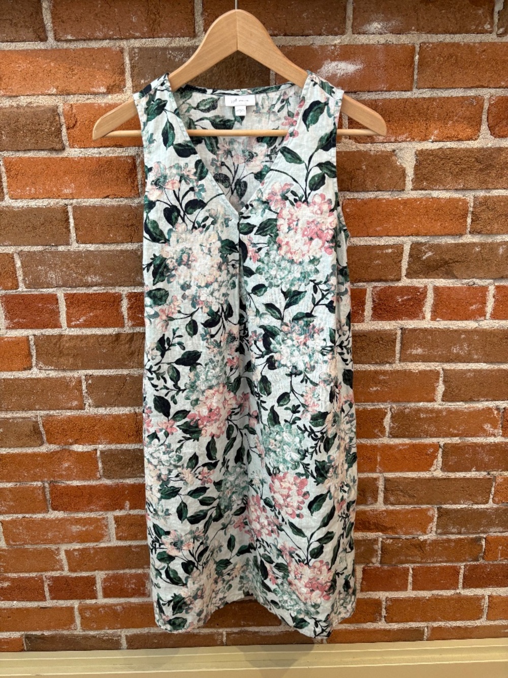 J Jill Love Linen Dress Floral Hydrangea Print 100% Linen Size S